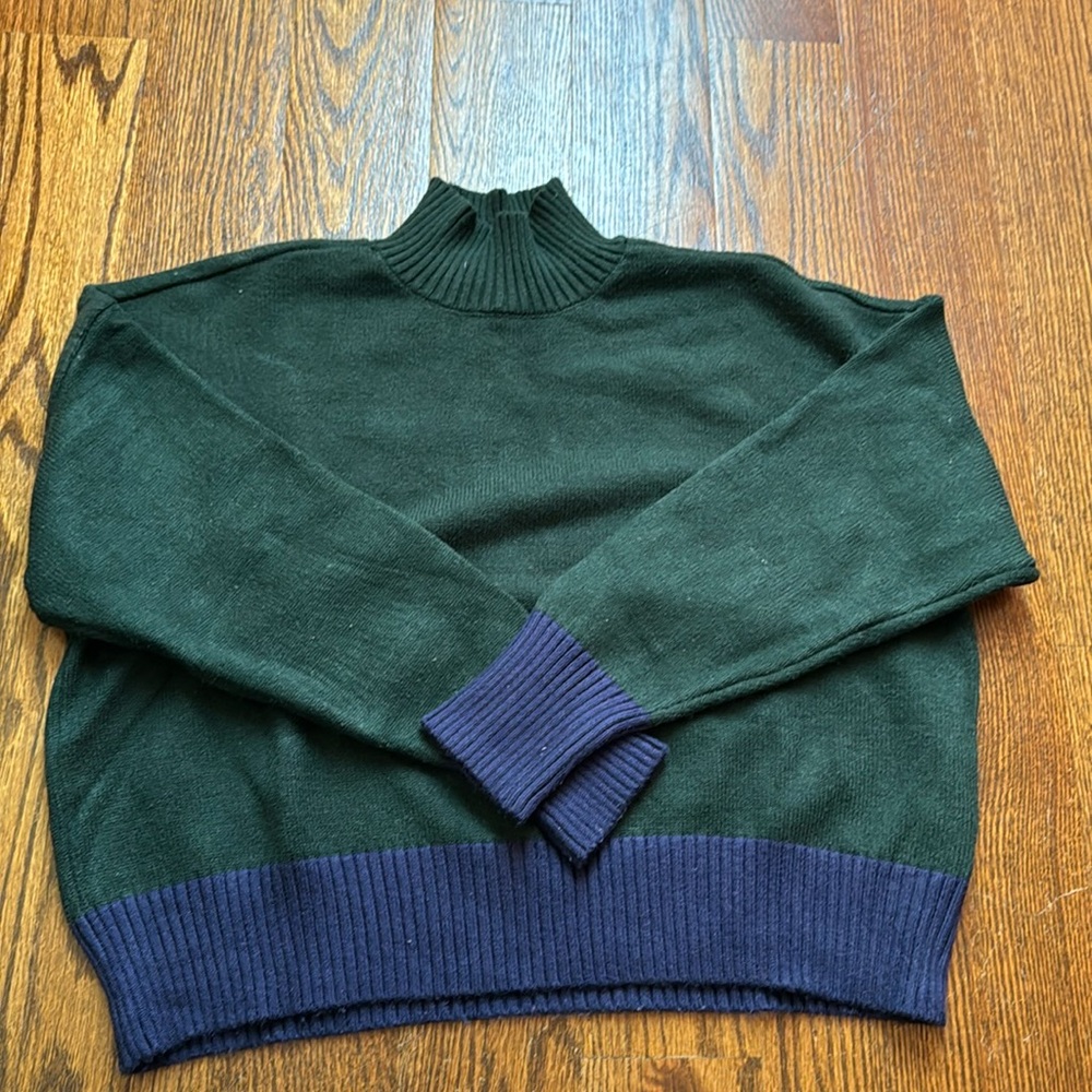 Forest green and navy sweater